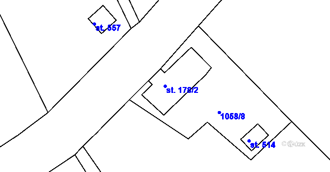 Parcela st. 178/2 v KÚ Dolní Kamenice, Katastrální mapa