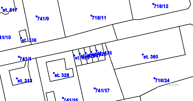 Parcela st. 425 v KÚ Dolní Kamenice, Katastrální mapa