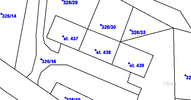 Parcela st. 438 v KÚ Dolní Kamenice, Katastrální mapa