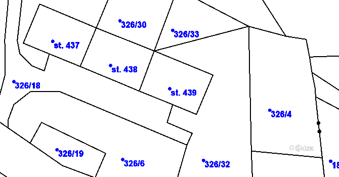 Parcela st. 439 v KÚ Dolní Kamenice, Katastrální mapa