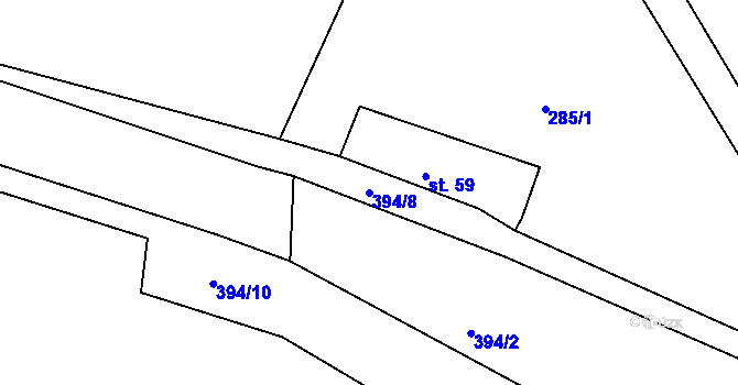 Parcela st. 394/8 v KÚ Dolní Kamenice, Katastrální mapa