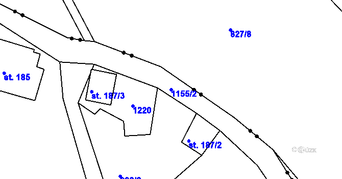 Parcela st. 1155/2 v KÚ Dolní Kamenice, Katastrální mapa