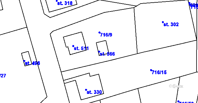 Parcela st. 566 v KÚ Dolní Kamenice, Katastrální mapa