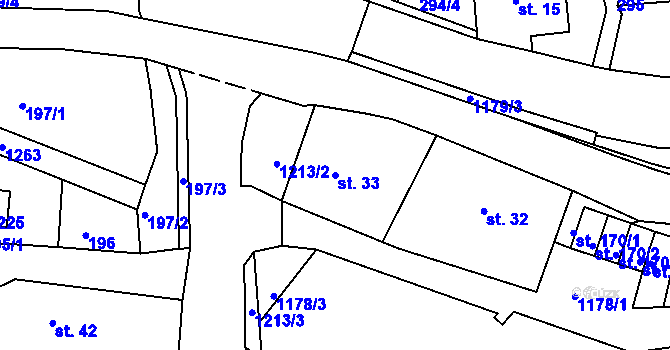Parcela st. 33 v KÚ Horní Kamenice, Katastrální mapa