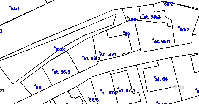 Parcela st. 66/1 v KÚ Horní Kamenice, Katastrální mapa