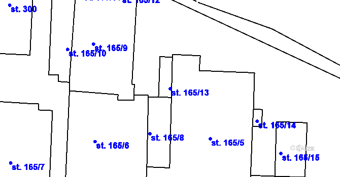 Parcela st. 165/13 v KÚ Horní Kamenice, Katastrální mapa