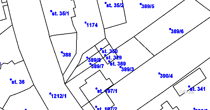 Parcela st. 329 v KÚ Horní Kamenice, Katastrální mapa