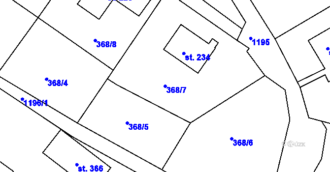 Parcela st. 368/7 v KÚ Horní Kamenice, Katastrální mapa