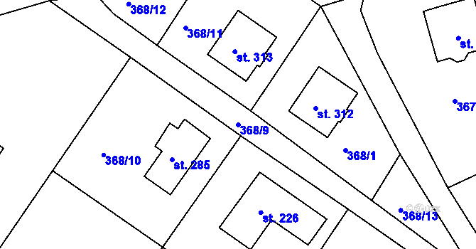 Parcela st. 368/9 v KÚ Horní Kamenice, Katastrální mapa