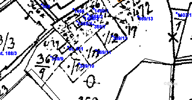 Parcela st. 369/11 v KÚ Česká Kubice, Katastrální mapa