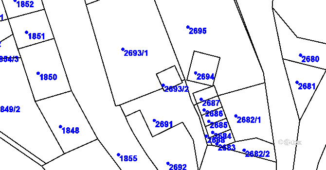 Parcela st. 2693/2 v KÚ Česká Lípa, Katastrální mapa