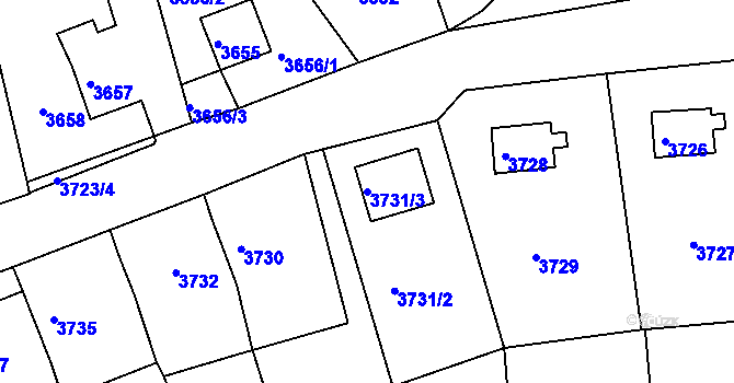 Parcela st. 3731/3 v KÚ Česká Lípa, Katastrální mapa
