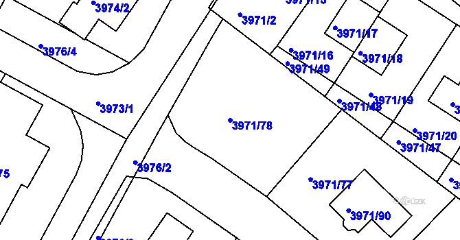 Parcela st. 3971/78 v KÚ Česká Lípa, Katastrální mapa