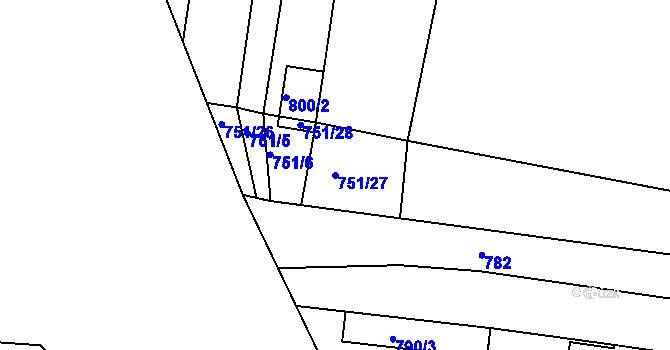 Parcela st. 751/27 v KÚ Česká Lípa, Katastrální mapa
