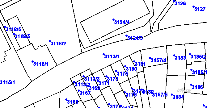 Parcela st. 3113/1 v KÚ Česká Lípa, Katastrální mapa