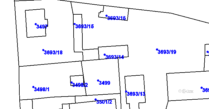 Parcela st. 3693/14 v KÚ Česká Lípa, Katastrální mapa
