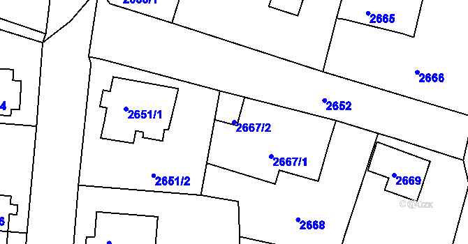 Parcela st. 2667/2 v KÚ Česká Lípa, Katastrální mapa