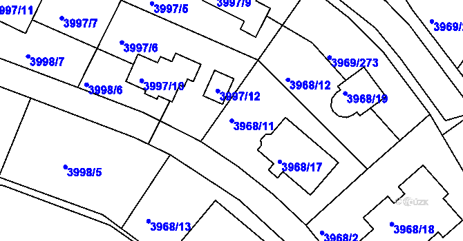 Parcela st. 3968/11 v KÚ Česká Lípa, Katastrální mapa