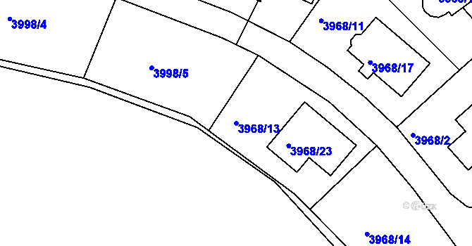 Parcela st. 3968/13 v KÚ Česká Lípa, Katastrální mapa