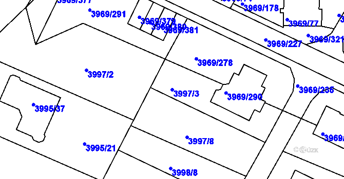 Parcela st. 3997/3 v KÚ Česká Lípa, Katastrální mapa