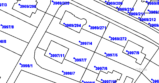 Parcela st. 3997/4 v KÚ Česká Lípa, Katastrální mapa