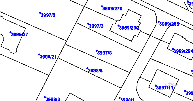 Parcela st. 3997/8 v KÚ Česká Lípa, Katastrální mapa
