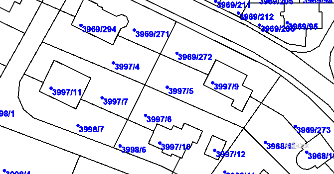 Parcela st. 3997/5 v KÚ Česká Lípa, Katastrální mapa