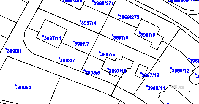 Parcela st. 3997/6 v KÚ Česká Lípa, Katastrální mapa