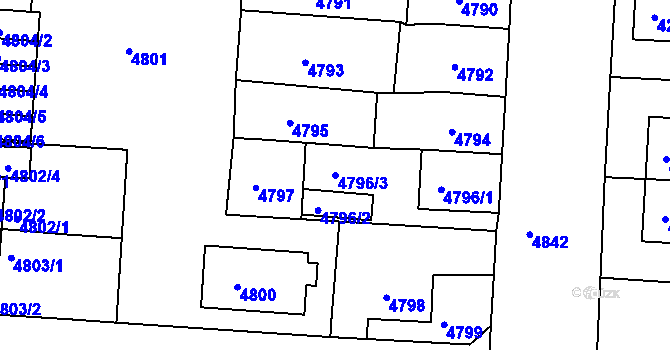 Parcela st. 4796/3 v KÚ Česká Lípa, Katastrální mapa