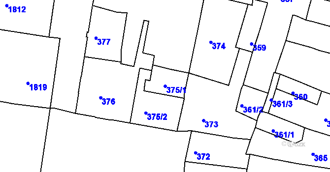 Parcela st. 375/1 v KÚ Česká Lípa, Katastrální mapa