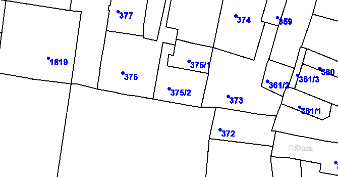 Parcela st. 375/2 v KÚ Česká Lípa, Katastrální mapa