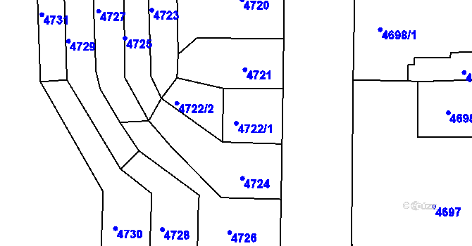 Parcela st. 4722/1 v KÚ Česká Lípa, Katastrální mapa