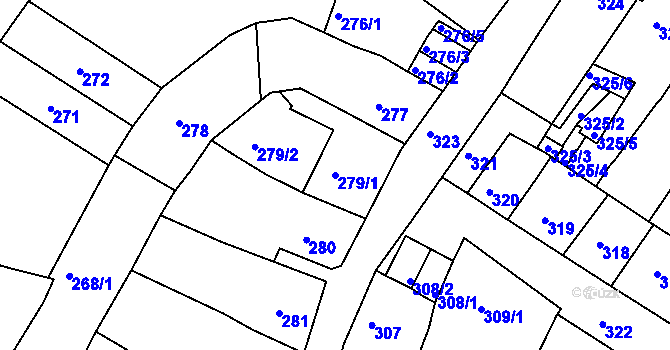 Parcela st. 279/1 v KÚ Česká Lípa, Katastrální mapa