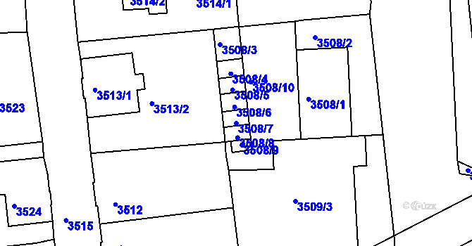 Parcela st. 3508/7 v KÚ Česká Lípa, Katastrální mapa