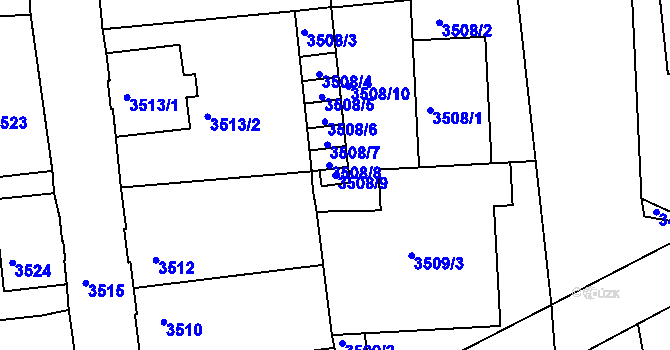 Parcela st. 3508/9 v KÚ Česká Lípa, Katastrální mapa