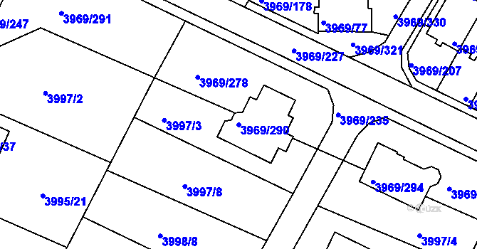 Parcela st. 3969/290 v KÚ Česká Lípa, Katastrální mapa