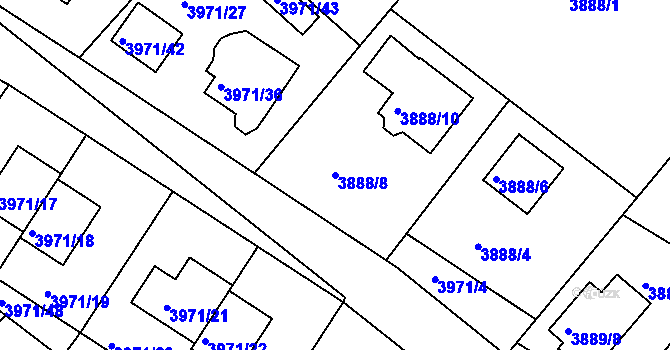 Parcela st. 3888/8 v KÚ Česká Lípa, Katastrální mapa