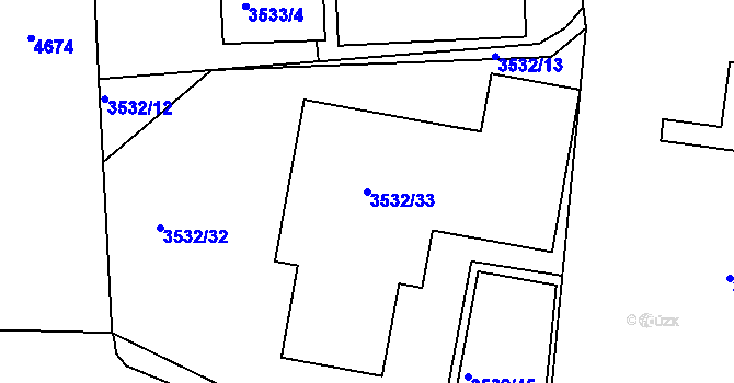 Parcela st. 3532/33 v KÚ Česká Lípa, Katastrální mapa
