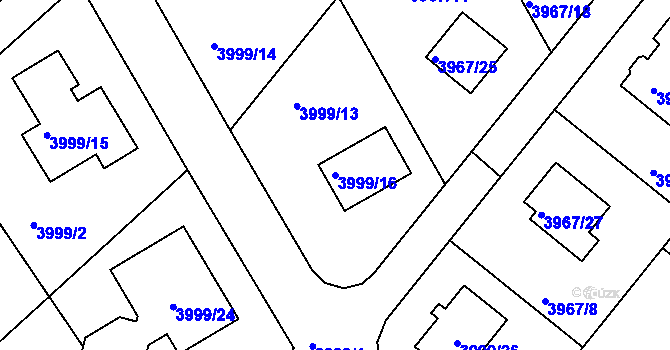 Parcela st. 3999/16 v KÚ Česká Lípa, Katastrální mapa