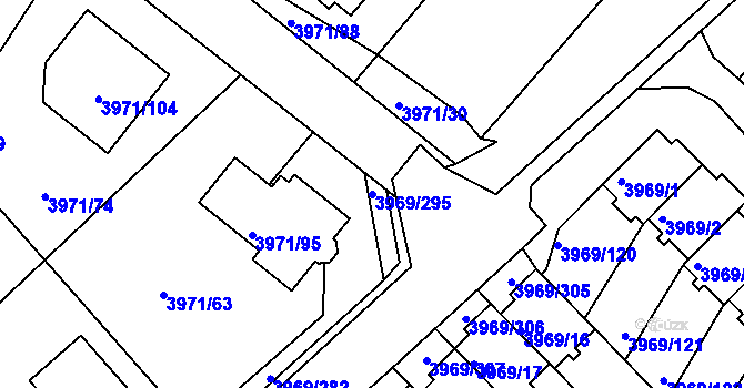 Parcela st. 3969/295 v KÚ Česká Lípa, Katastrální mapa