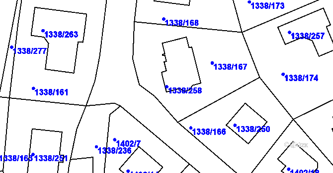 Parcela st. 1338/258 v KÚ Česká Lípa, Katastrální mapa