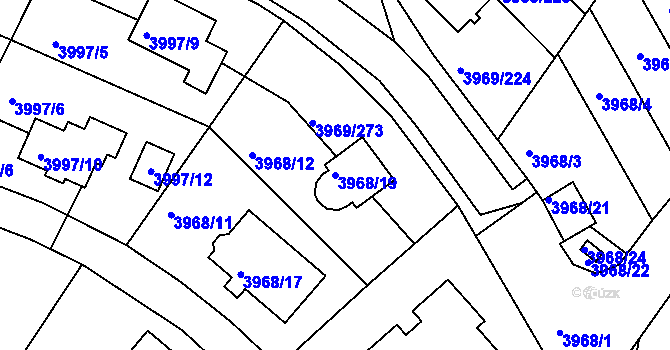 Parcela st. 3968/19 v KÚ Česká Lípa, Katastrální mapa