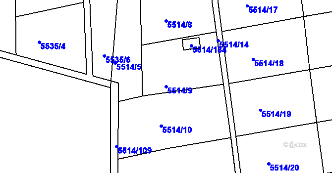 Parcela st. 5514/9 v KÚ Česká Lípa, Katastrální mapa