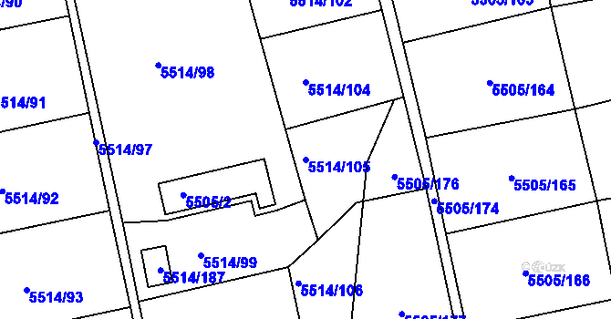 Parcela st. 5514/105 v KÚ Česká Lípa, Katastrální mapa