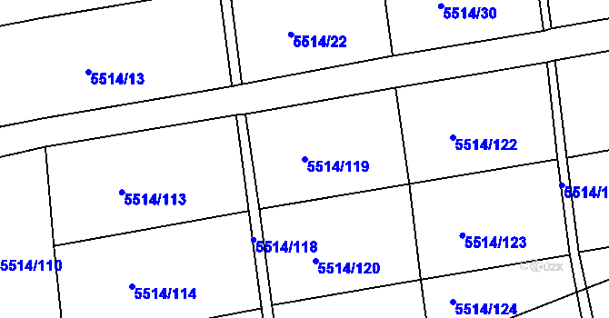 Parcela st. 5514/119 v KÚ Česká Lípa, Katastrální mapa