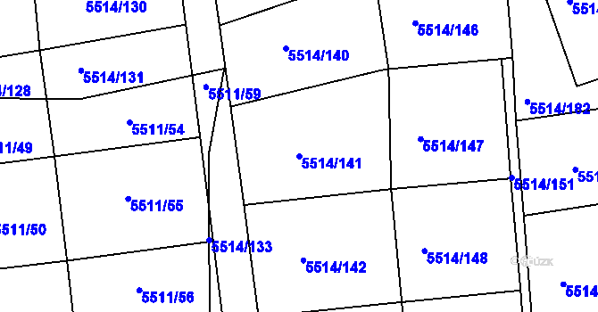 Parcela st. 5514/141 v KÚ Česká Lípa, Katastrální mapa