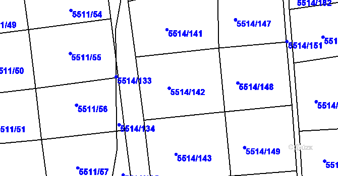 Parcela st. 5514/142 v KÚ Česká Lípa, Katastrální mapa