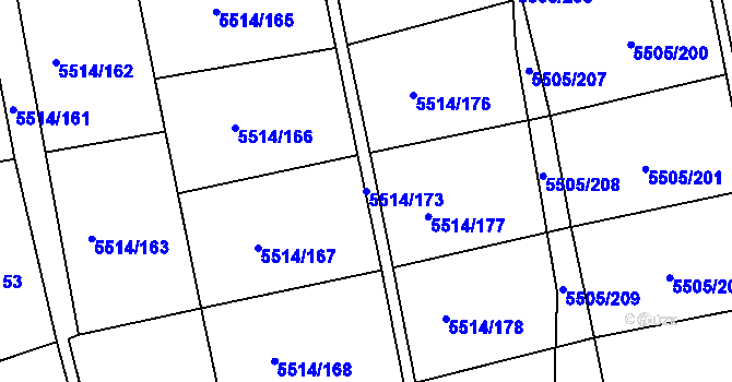 Parcela st. 5514/173 v KÚ Česká Lípa, Katastrální mapa