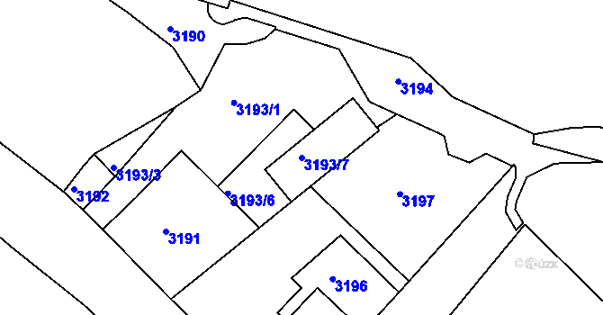 Parcela st. 3193/7 v KÚ Česká Lípa, Katastrální mapa