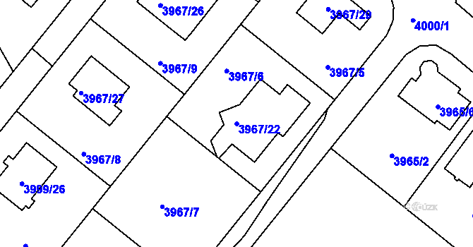 Parcela st. 3967/22 v KÚ Česká Lípa, Katastrální mapa
